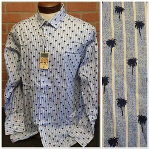 Cremieux Monaco Mens Button Front Shirt Size L Palm Trees Resort Tropical Preppy